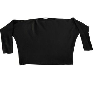 NINE WEST Black Ribbed Boat Neck Dolman Sleeve Sweater XL